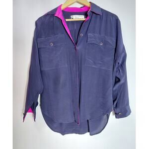 ELEANOR P BRENNER Silk Shirt Purple Solid Long Sleeve Size S